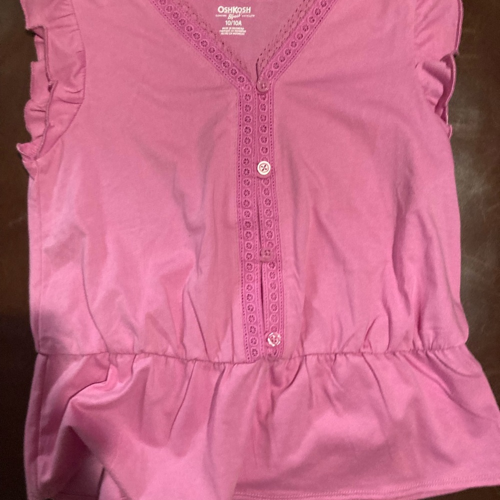 OshKosh B'gosh Pink Button-Front Ruffle Top